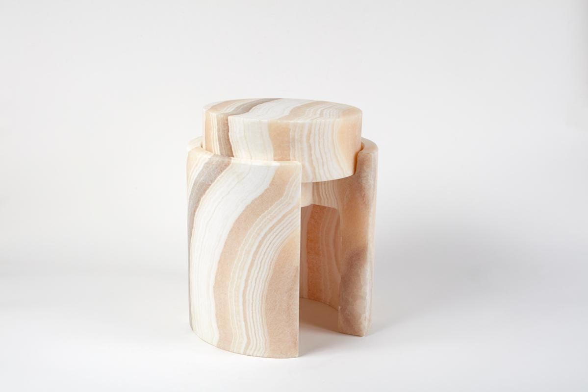 Egyptian Push Alabaster Side Table by Omar Chakil