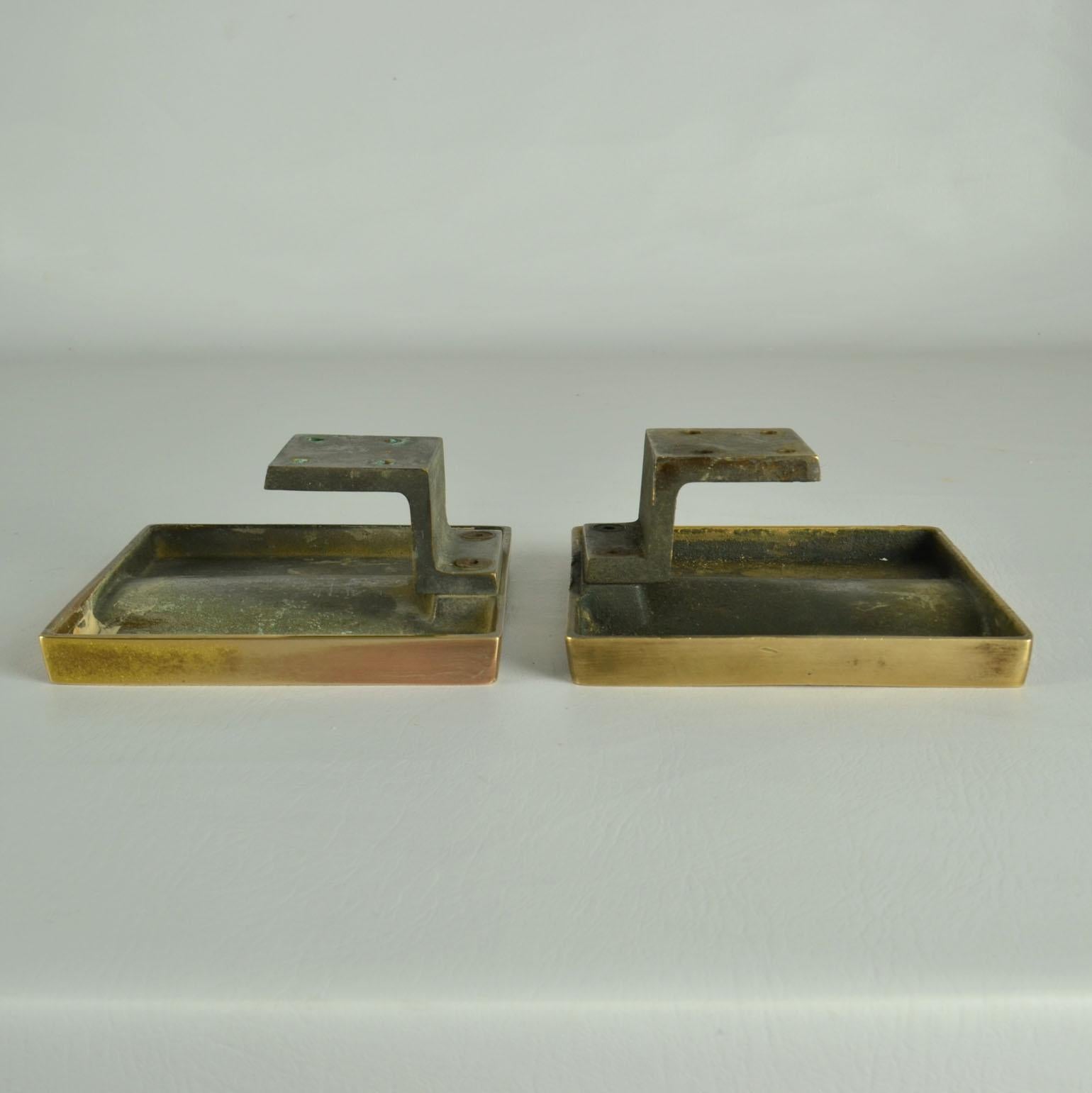 Architectural Push and Pull Bronze Door Handle Square part with Relief For Sale 8