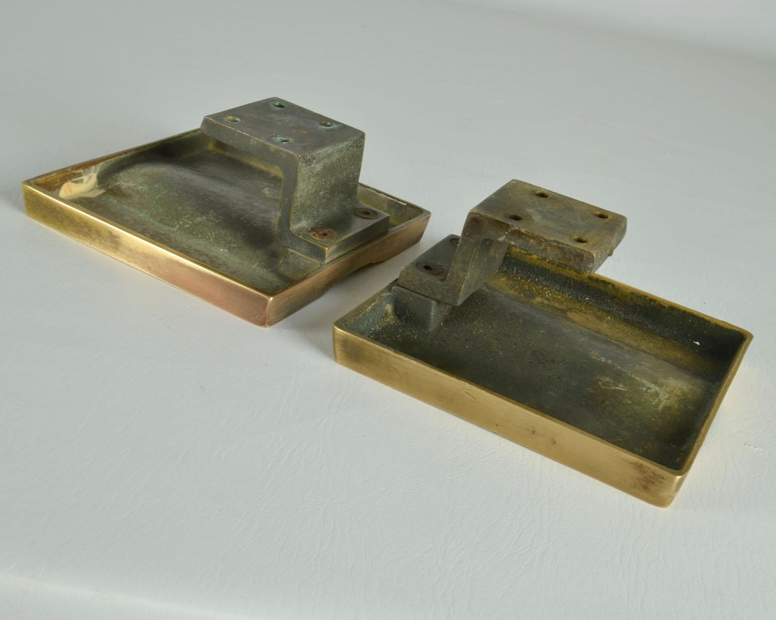 Architectural Push and Pull Bronze Door Handle Square part with Relief For Sale 9