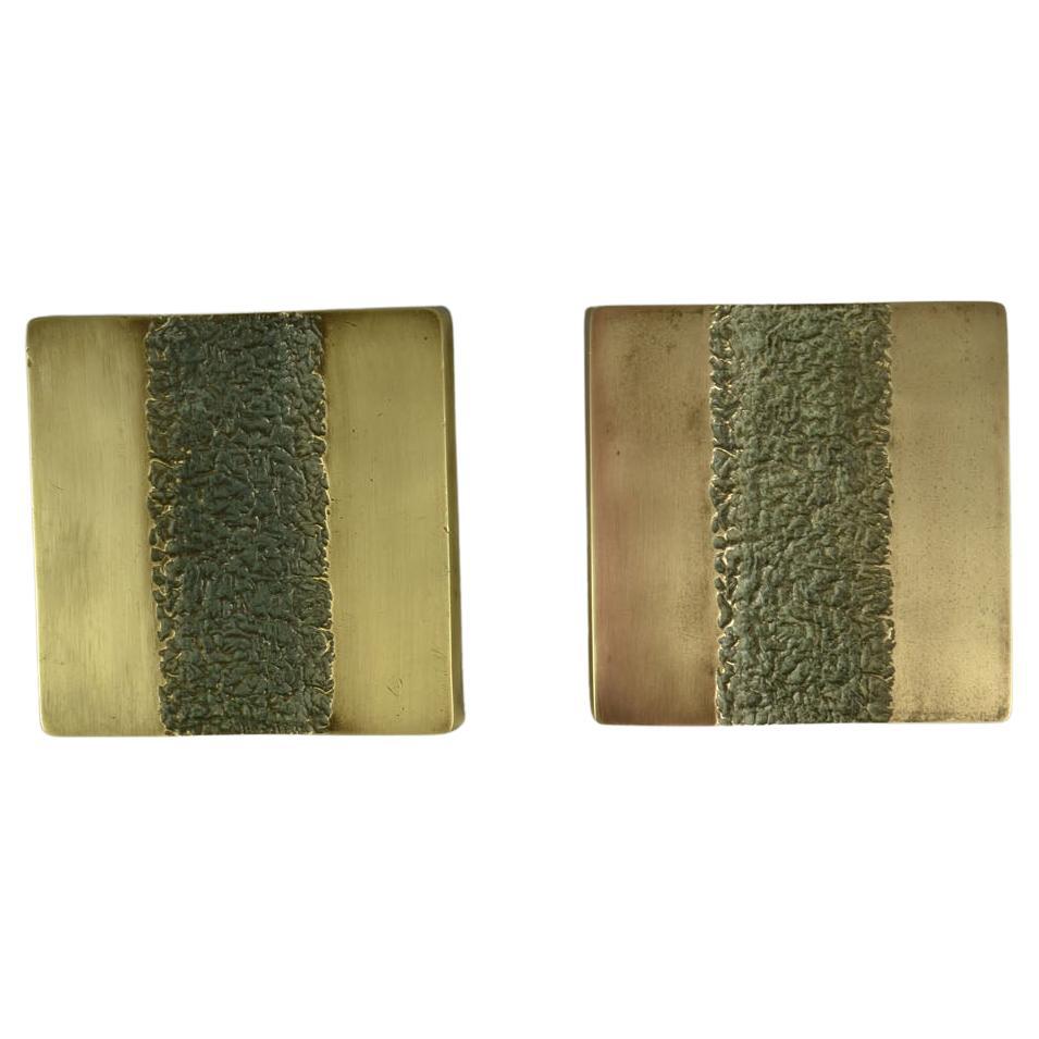Architectural Push and Pull Bronze Door Handle Square part with Relief For Sale 10