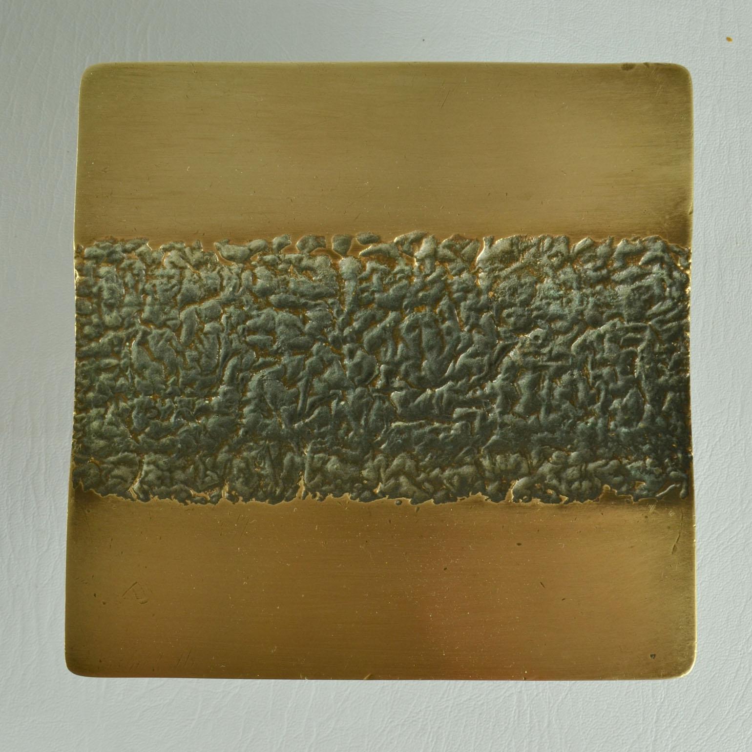 Architektonischer Türgriff aus Bronze zum Drücken und Ziehen, quadratisch mit passender Glocke (Ende des 20. Jahrhunderts) im Angebot
