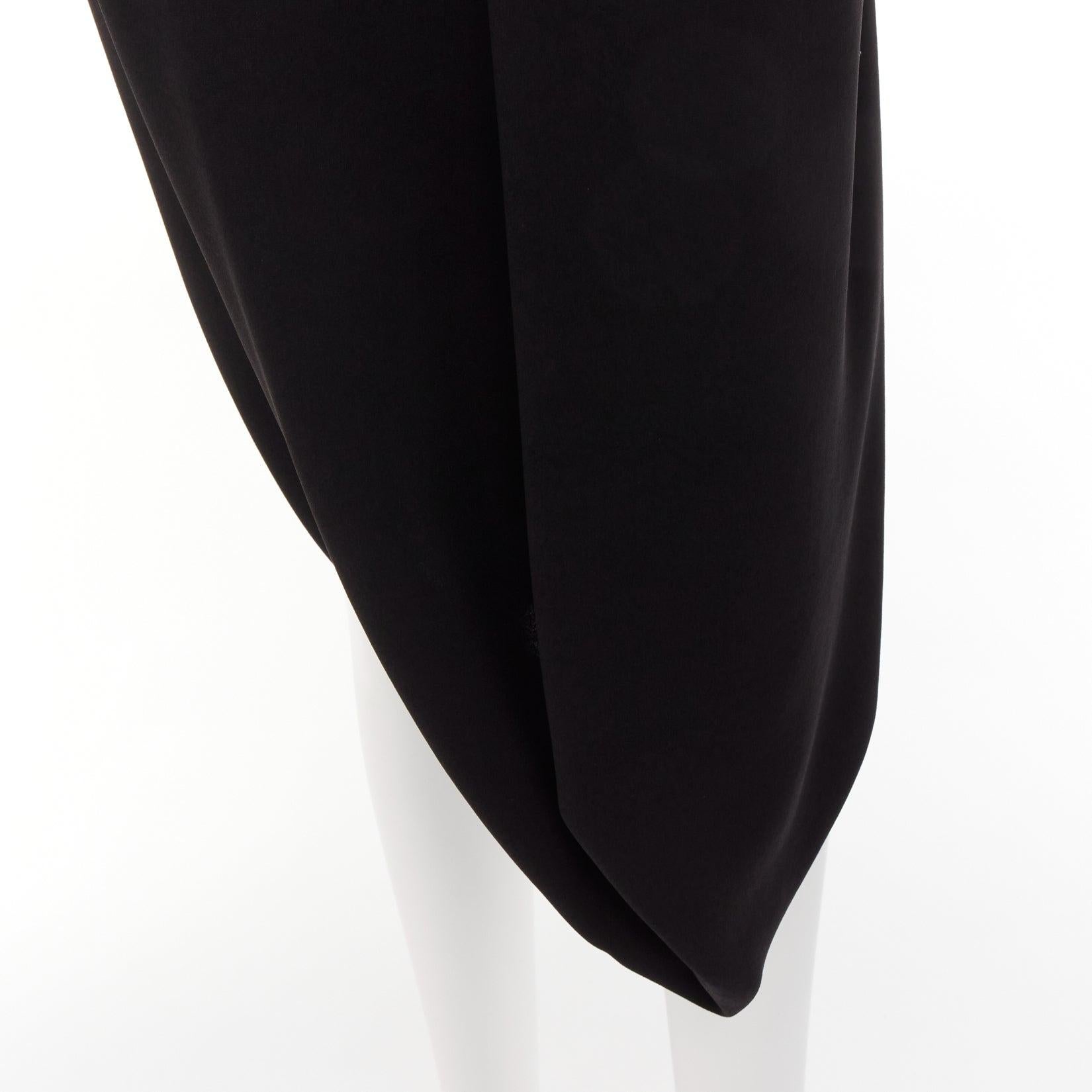 PUSH BUTTON black fabric belt bag buckle insert drape mid waist midi skirt S For Sale 2
