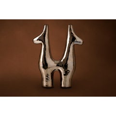 Push Me Pull You Goldene Glaze Ceramic Sculpture by Stephanie Phillips