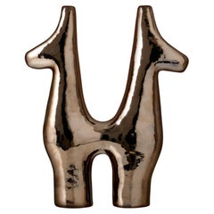 Push Me Pull You Goldene Glaze Ceramic Sculpture by Stephanie Phillips