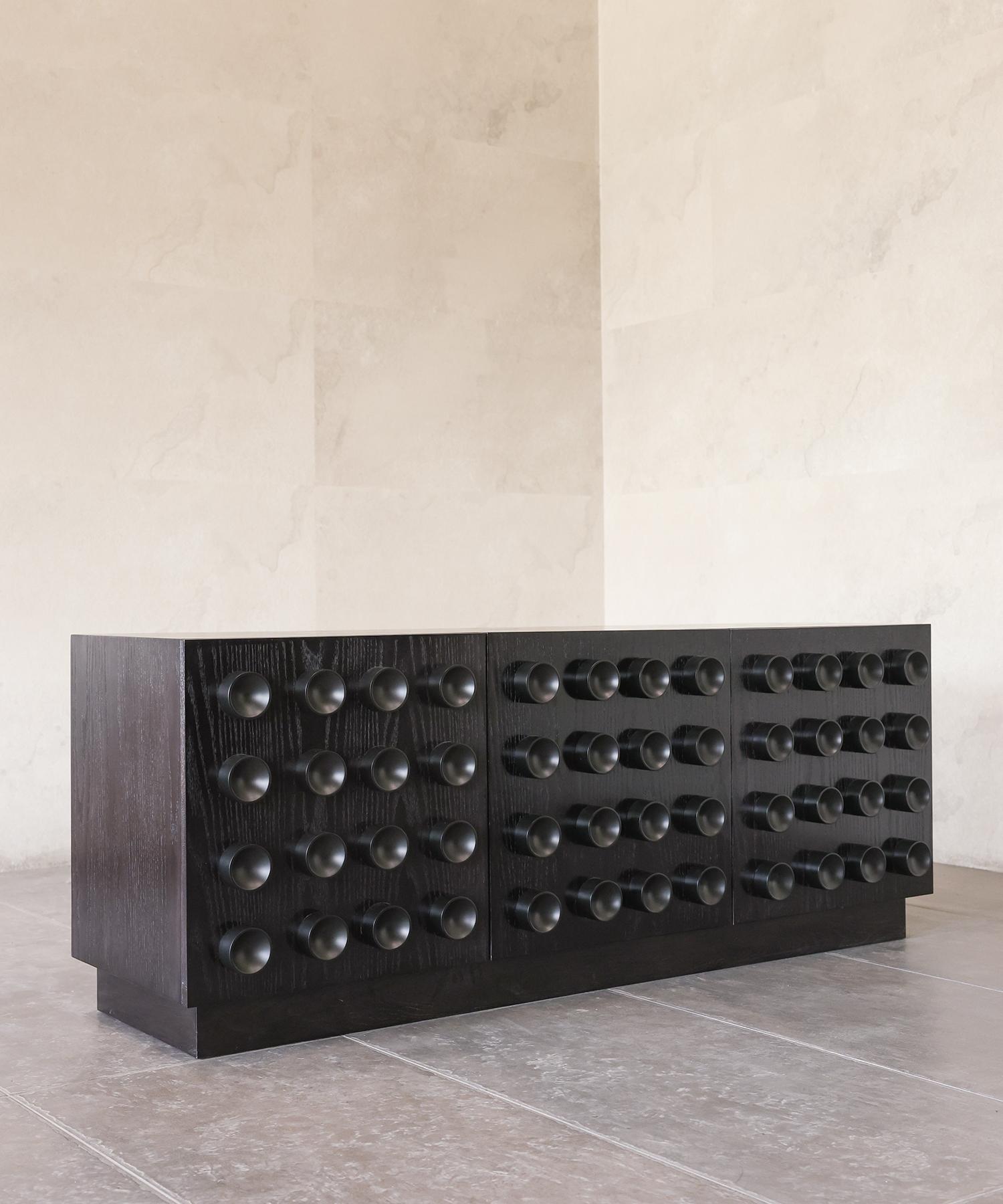 Contemporary PUSH MY CREDENZA TABLE - Black Oak Glaze SHO MODERN For Sale