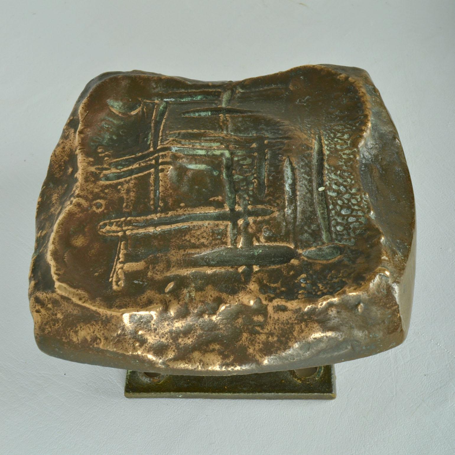 Brutalistisches Push-Pull-Türgriff-Paar in Bronze Relief im Angebot 4