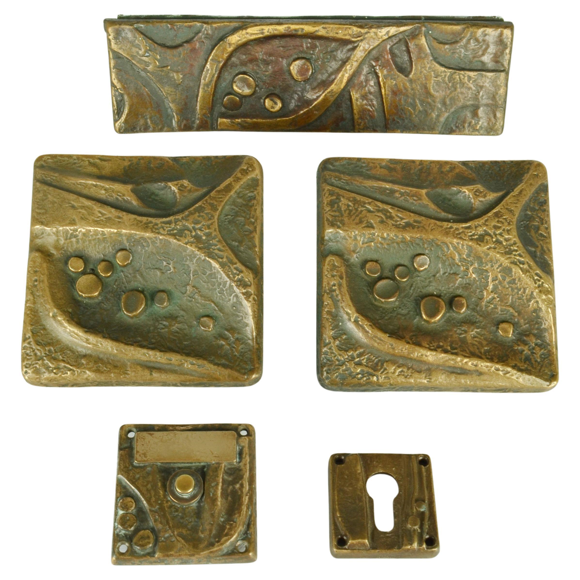 Architectural Bronze Square Push and Pull Door Handle and Letterbox For Sale at 1stDibs