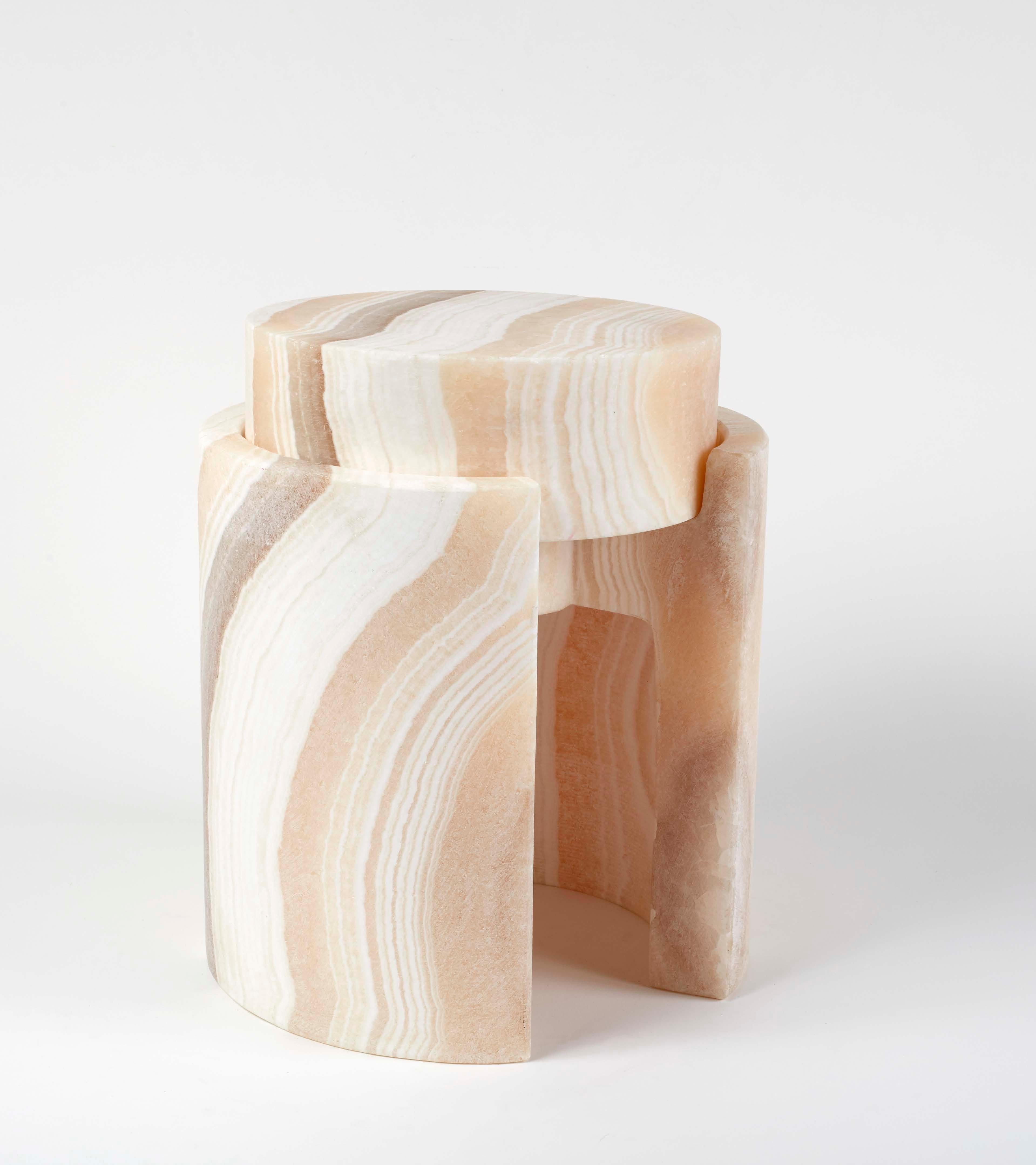 Push Stool by Omar Chakil in Alabaster In New Condition For Sale In Pireaus-Athens, Greece
