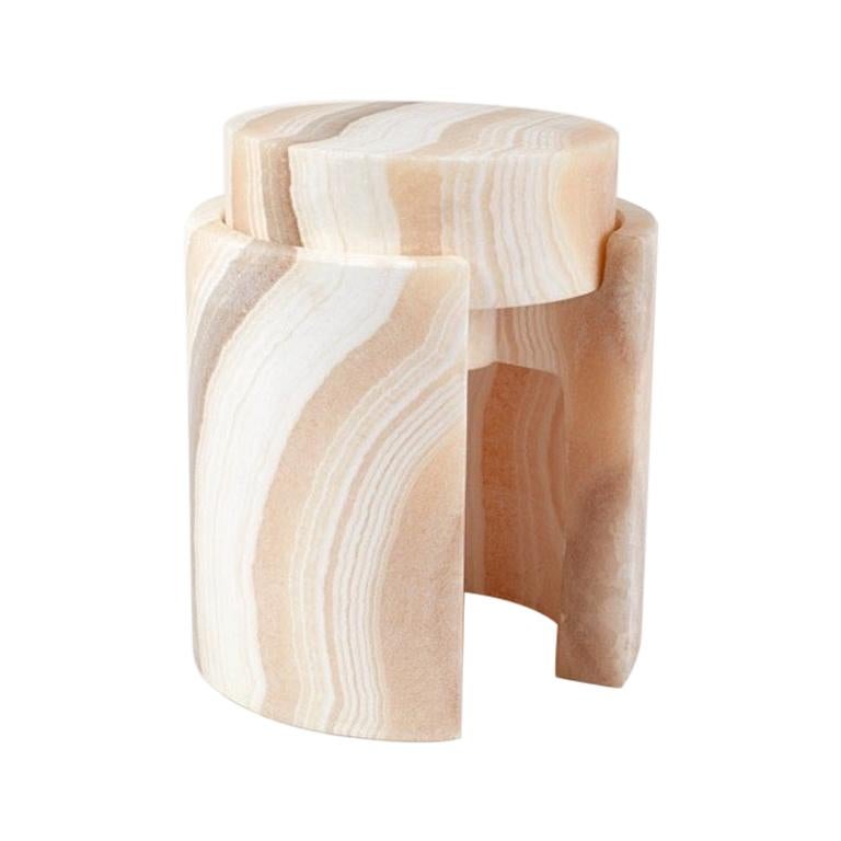 Push Stool by Omar Chakil in Alabaster For Sale
