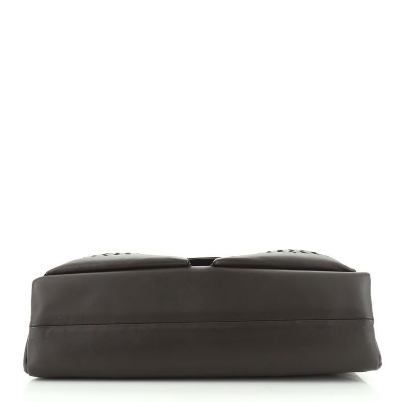Pushlock Flap Briefcase Leather with Intrecciato Detail Large In Good Condition In NY, NY