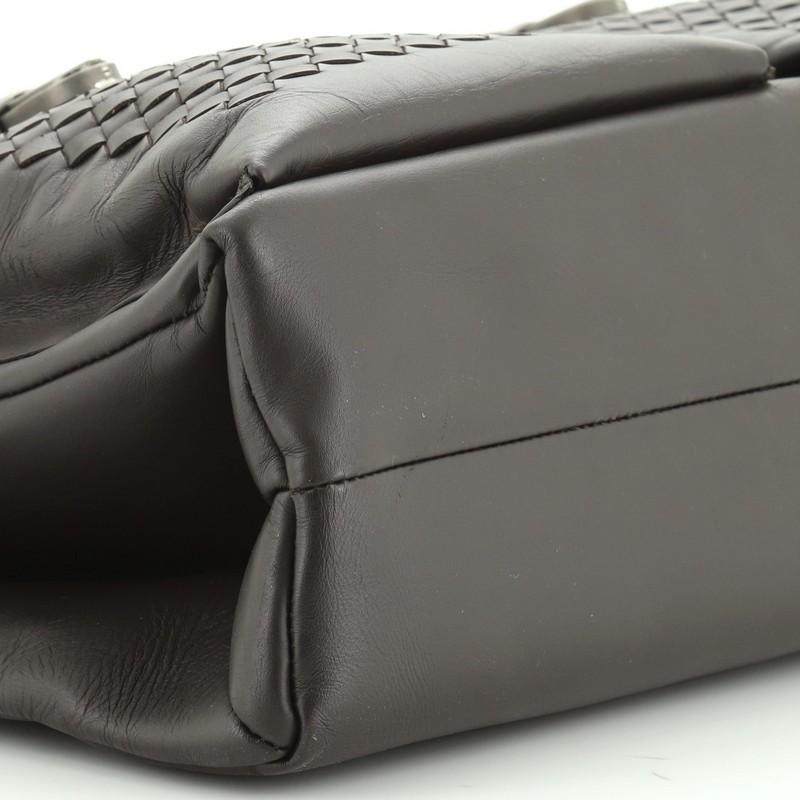 Women's or Men's Pushlock Flap Briefcase Leather with Intrecciato Detail Large