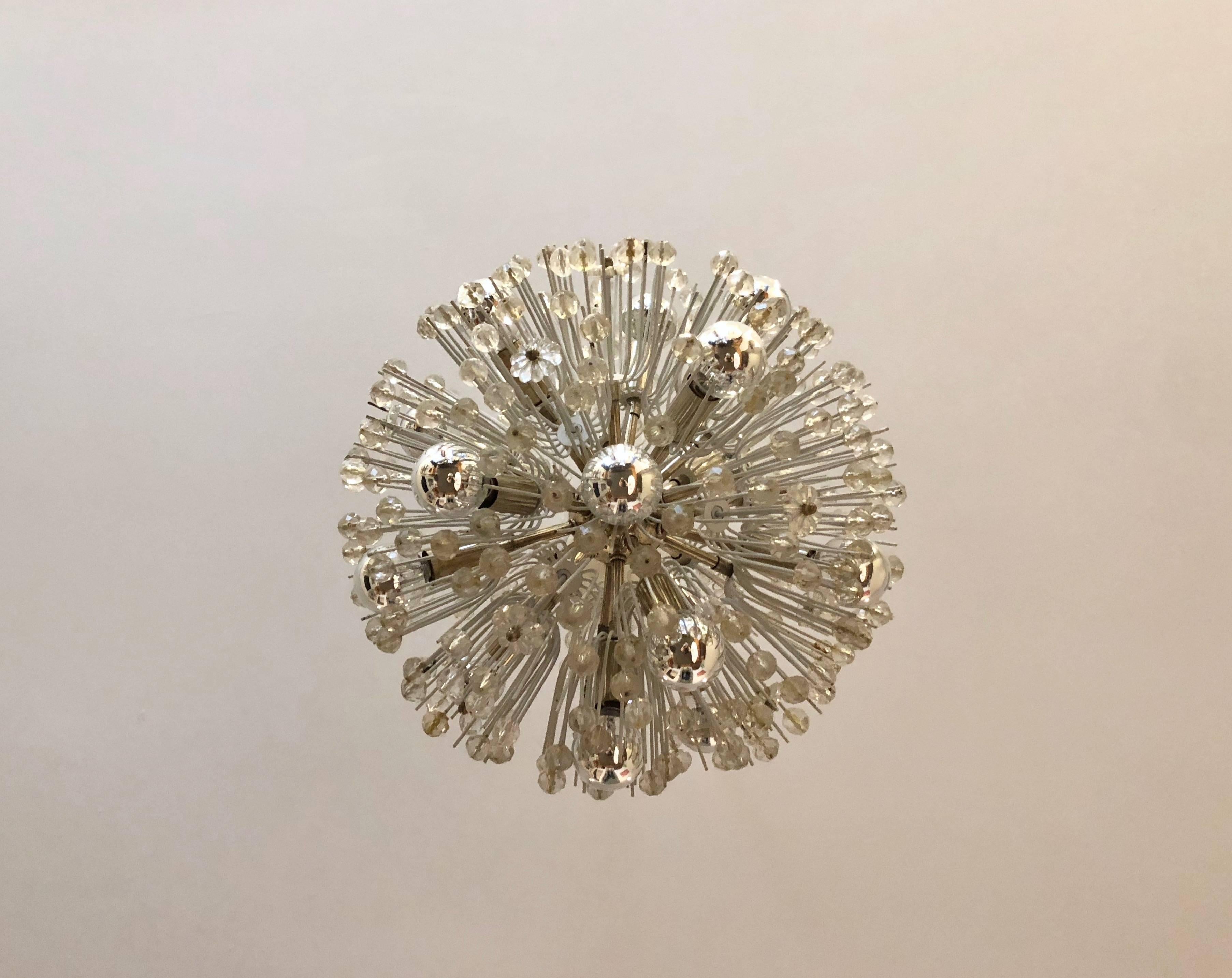 Pusteblume Ceiling Fixture by Emil Stejnar for Rupert Nikoll, Austria circa 1965 In Excellent Condition For Sale In Jersey City, NJ