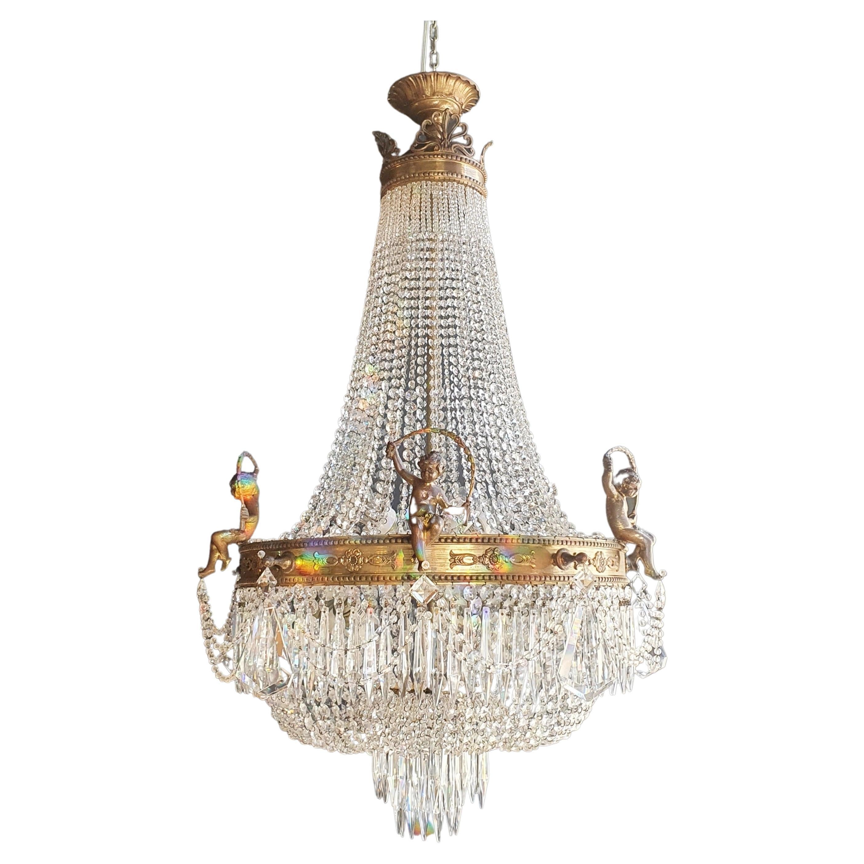 Pair Montgolfièr Empire Chandelier Crystal Classic traditional Brass