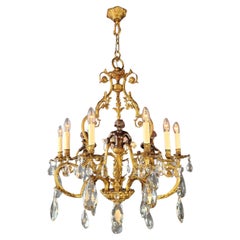Putti Baroque Chandelier Crystal Gold Basket Antique Brass Porcelain rose