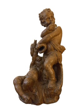 Putti with swan, 18th century terracotta