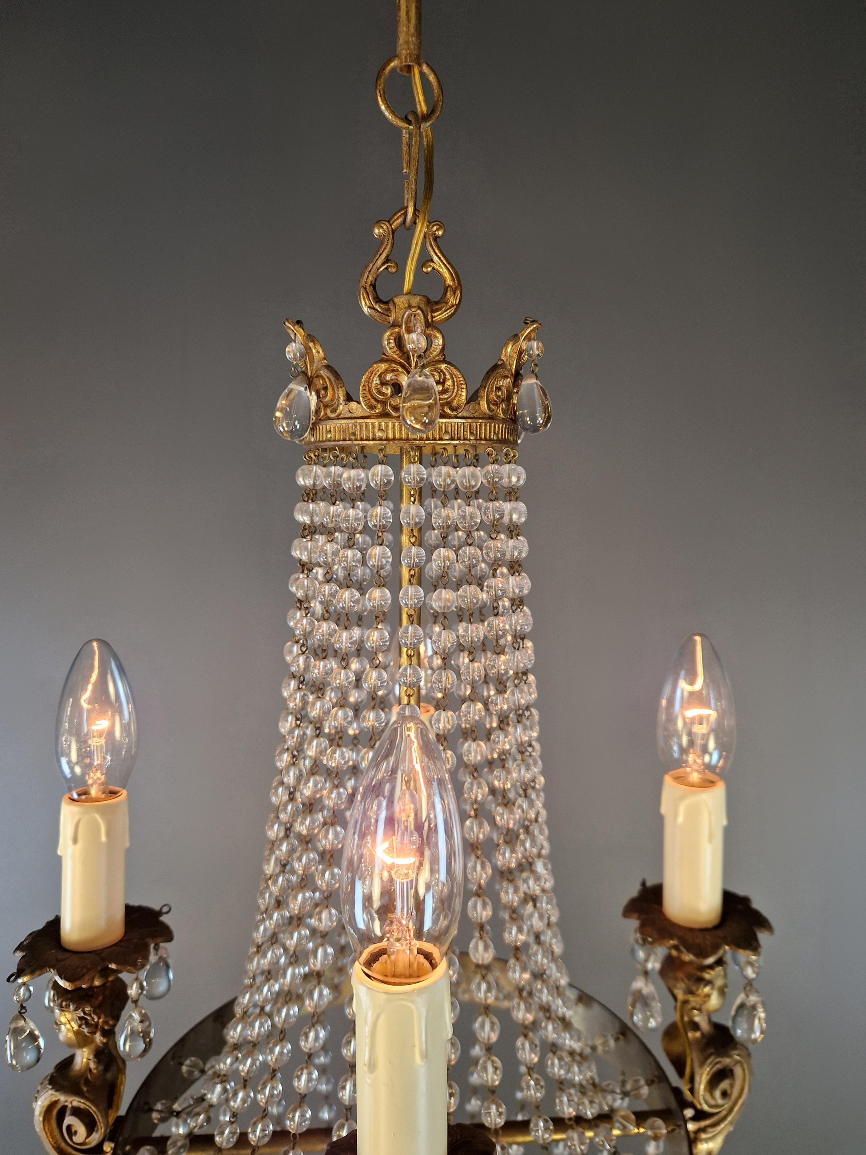 Lustre Empire Antiques Crystal Gold Basket Antique Brass Classic en vente 5