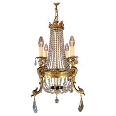 Putti Empire Chandelier Crystal Gold Basket Antique Brass Classic