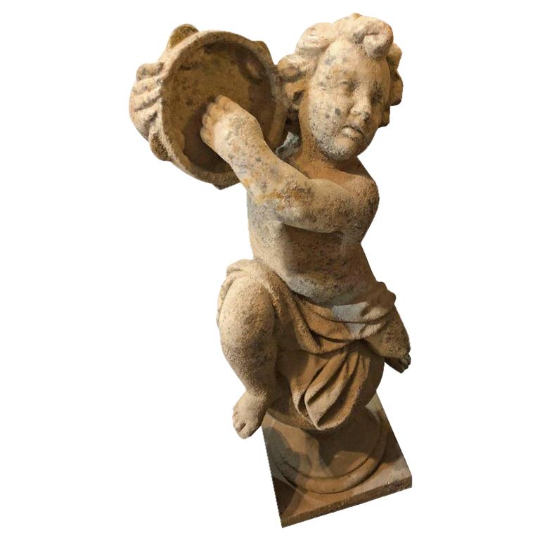 Putti Musician Statue on a Ball Base For Sale