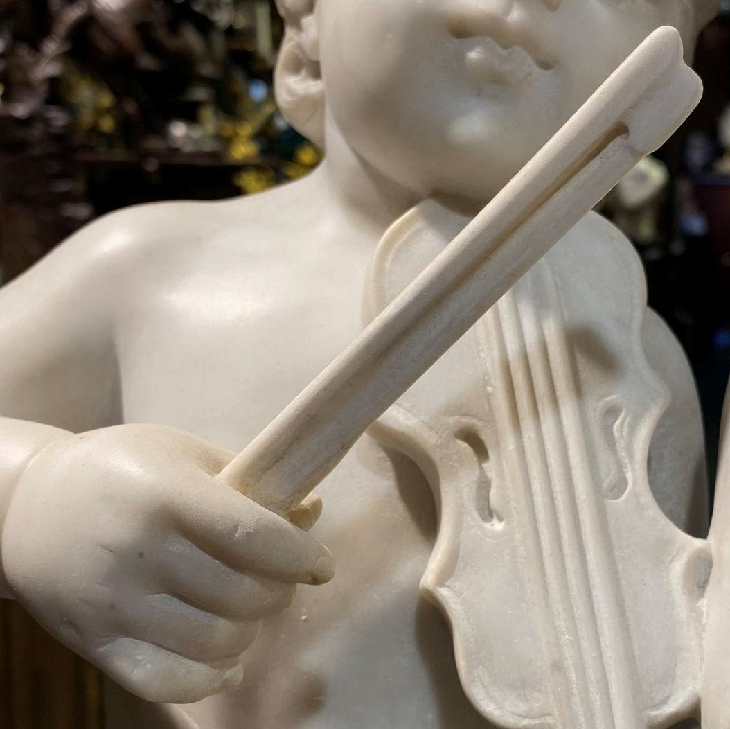 Putti Musicians Marble Sculpture 1