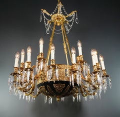 Putto Brass Empire Chandelier Lustre Lamp Antique Gold