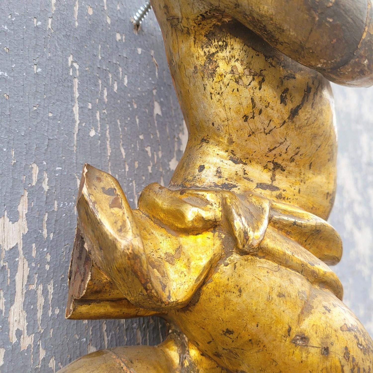 17ème siècle Putto en Wood Wood doré avec la Mecque, époque 17e/18e siècle en vente
