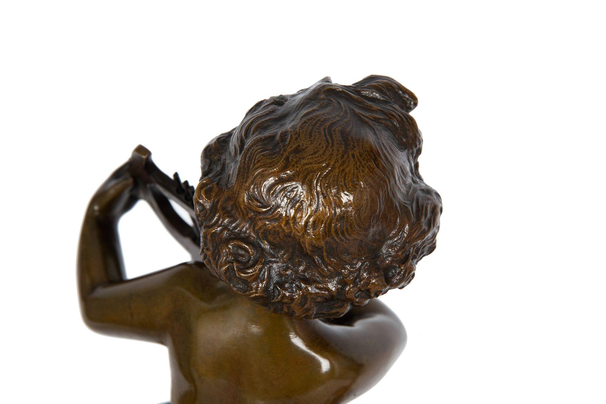 “Putto on Doe” Art Nouveau Bronze Sculpture by Charles Korschann For Sale 9