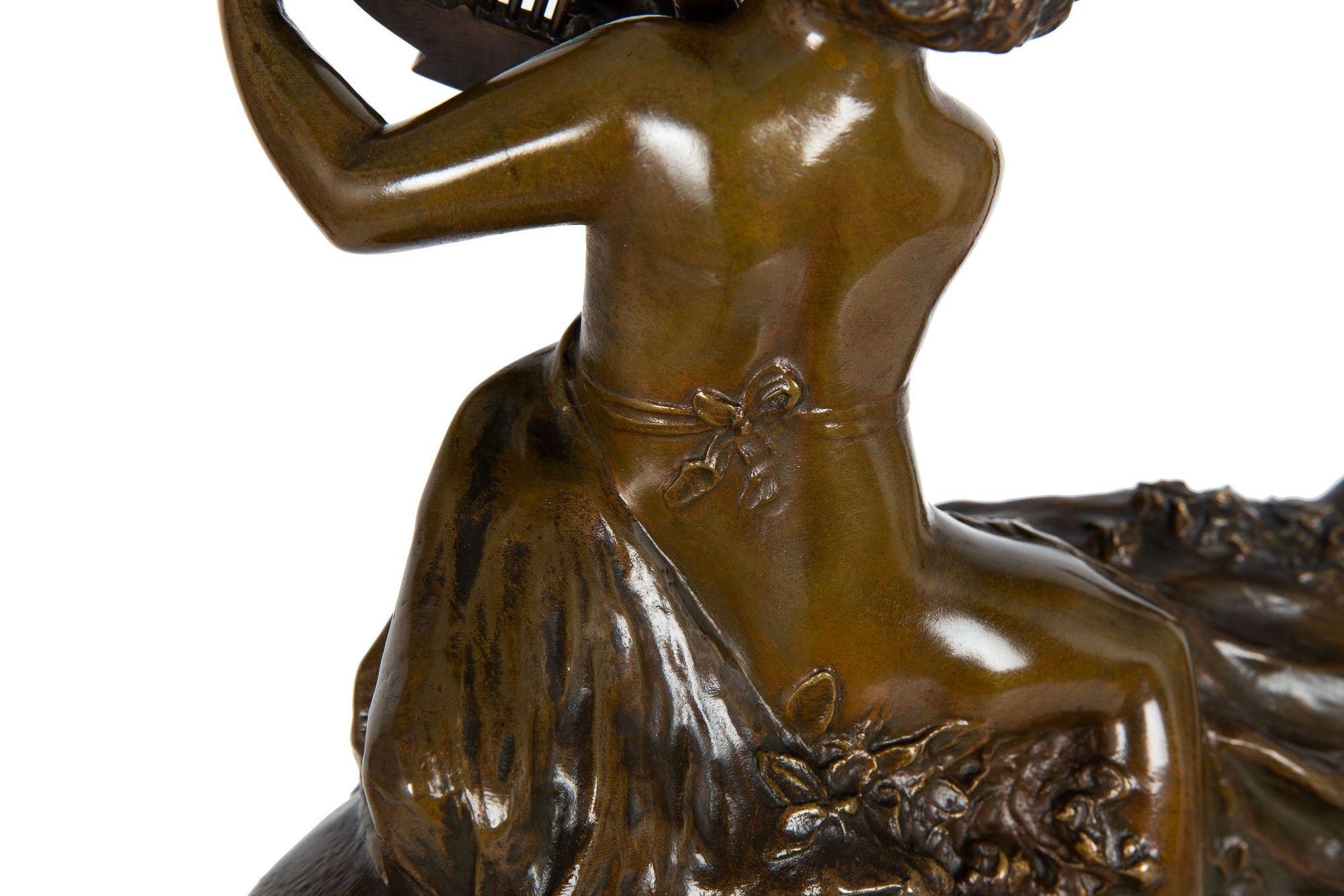 “Putto on Doe” Art Nouveau Bronze Sculpture by Charles Korschann For Sale 10