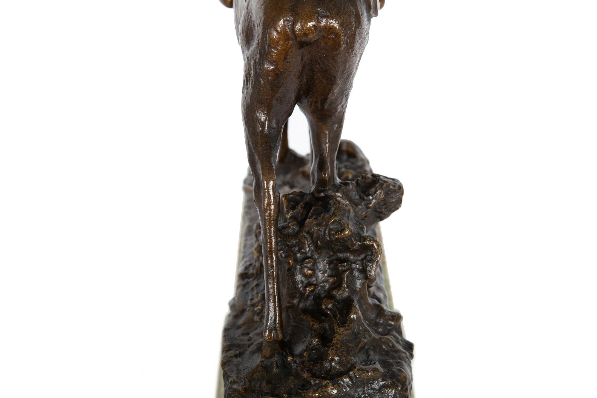 Jugendstil-Bronze-Skulptur „Puto auf Doe“ von Charles Korschann im Angebot 10