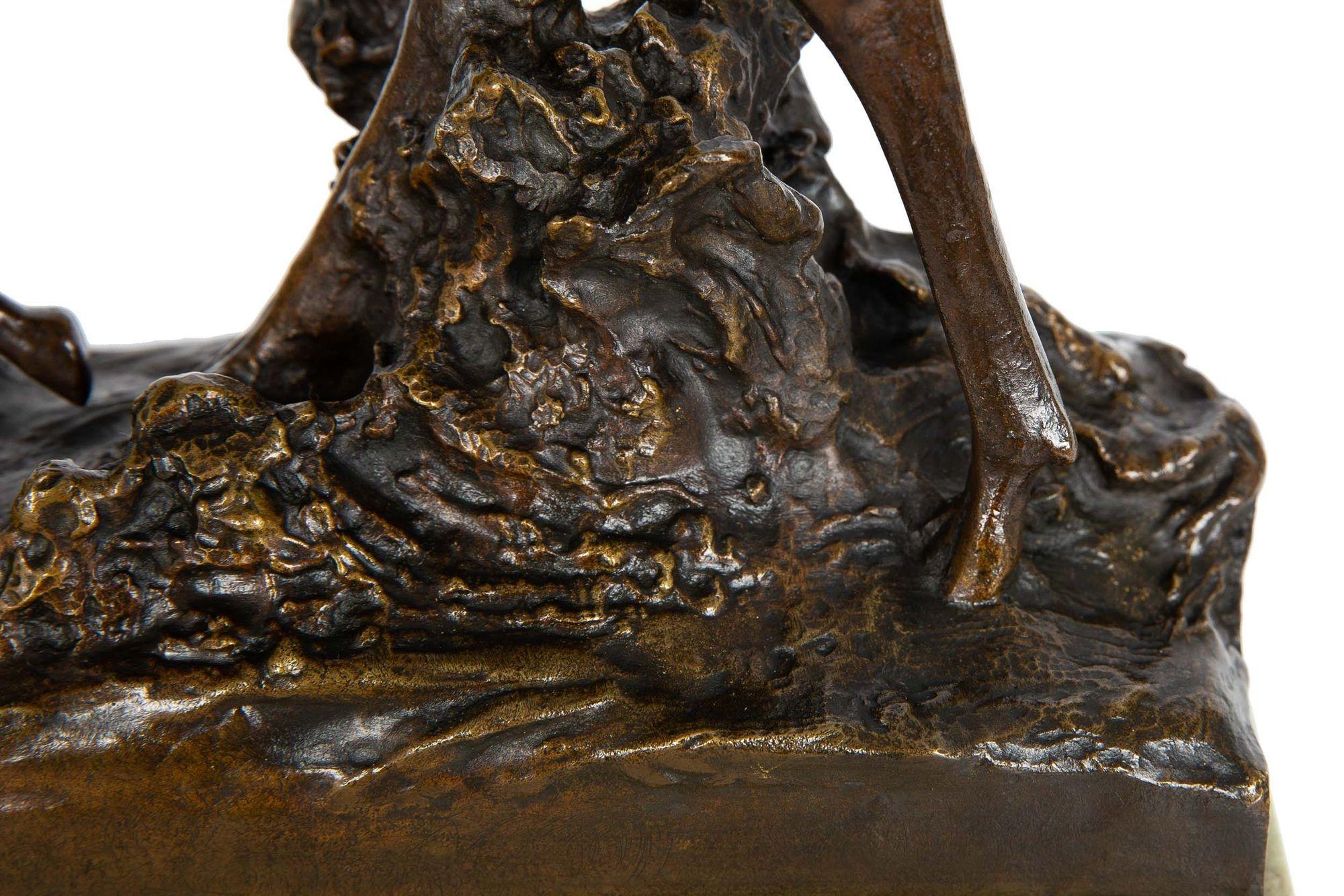 “Putto on Doe” Art Nouveau Bronze Sculpture by Charles Korschann For Sale 14