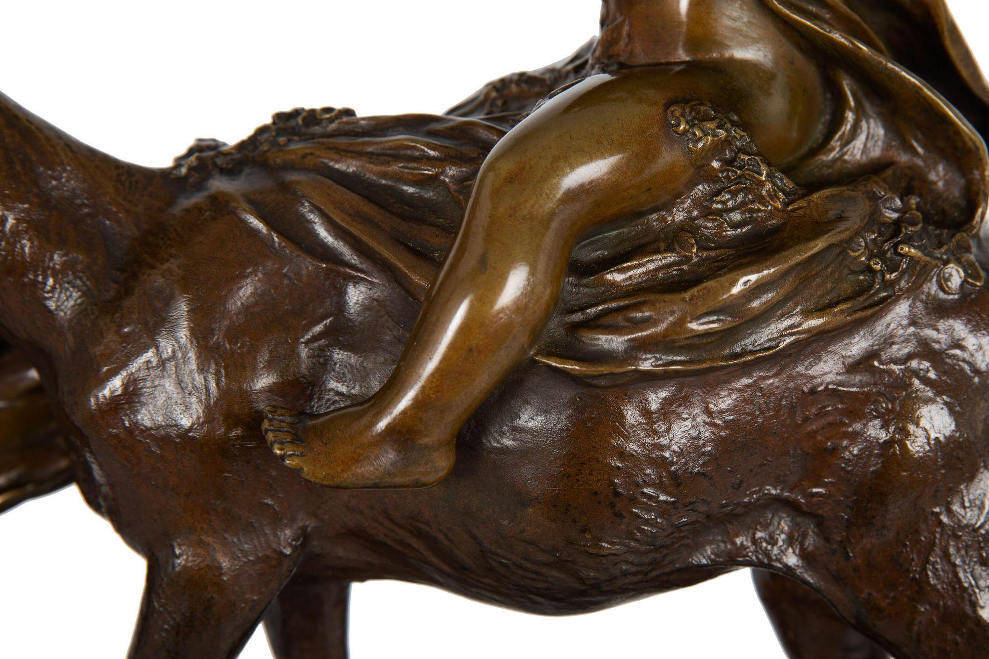 “Putto on Doe” Art Nouveau Bronze Sculpture by Charles Korschann For Sale 15