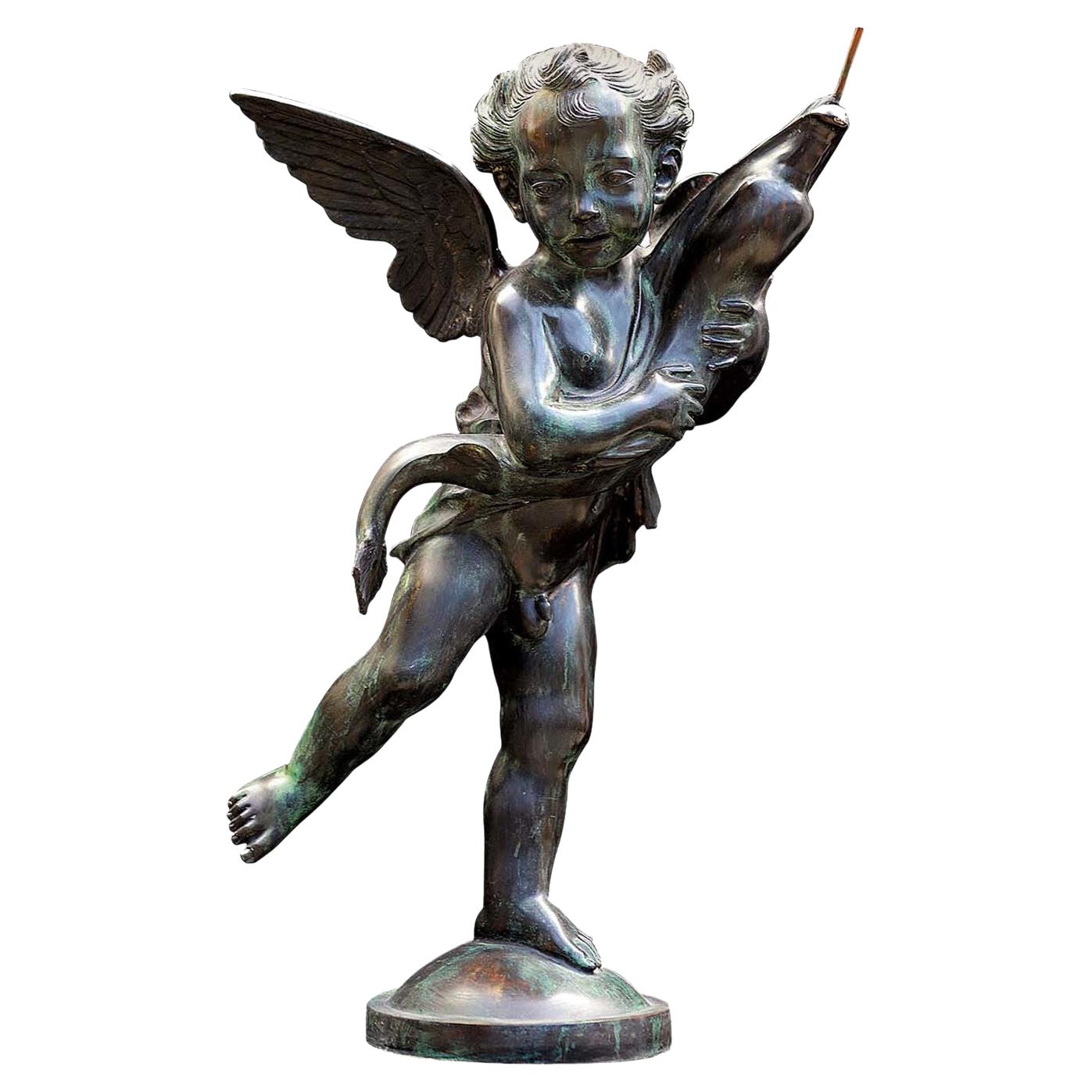 Putto with Dolphin Sculpture