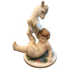 Putto with little buck, Putto mit Böcklein Augarten Vienna, circa 1950-1957