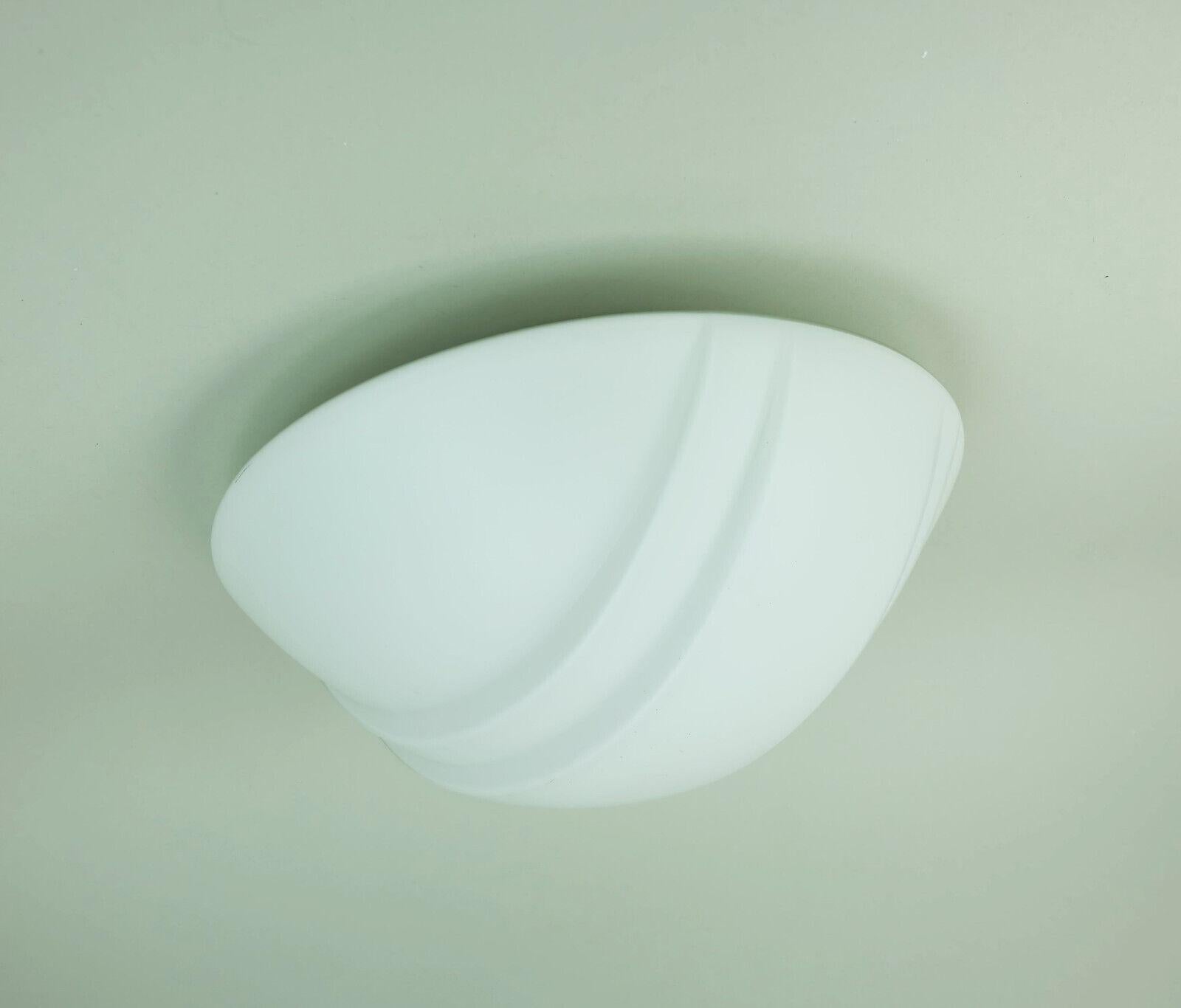 putzler FLUSH MOUNT ceiling light white glass satin glass 1970s 1980s In Good Condition For Sale In Mannheim, DE