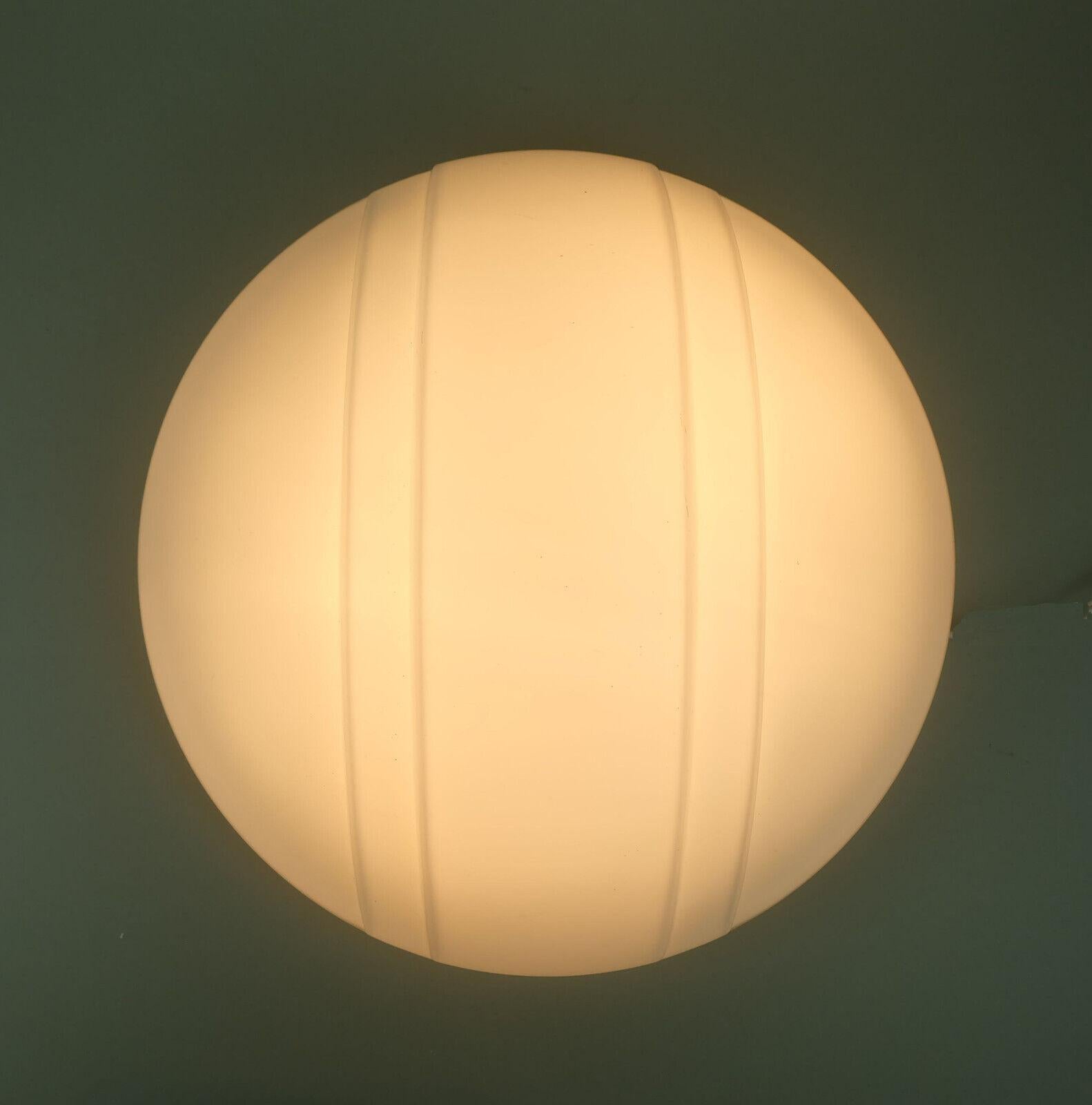 Late 20th Century putzler FLUSH MOUNT ceiling light white glass satin glass 1970s 1980s For Sale