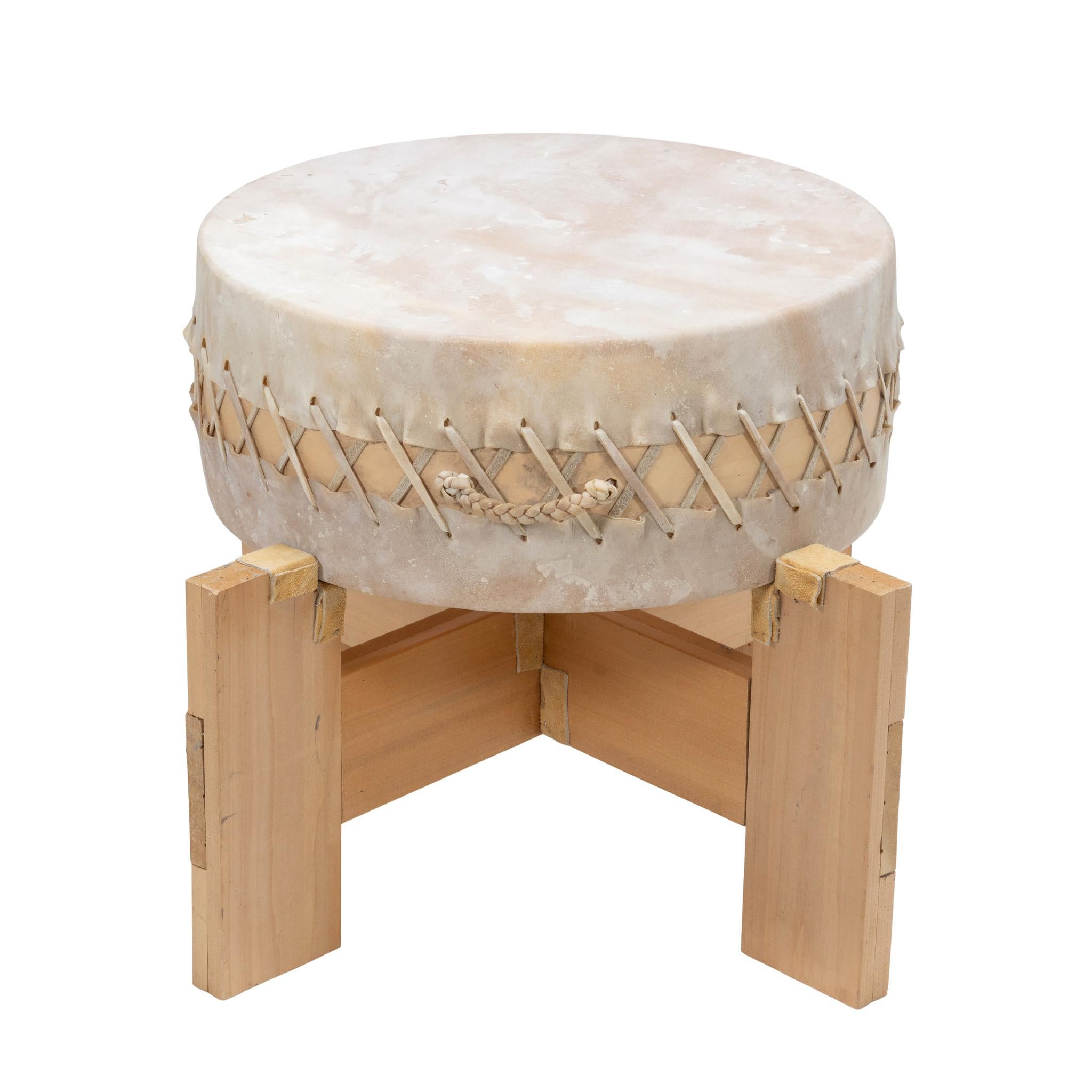 Contemporary Puyallup Powwow Drum With Stand For Sale