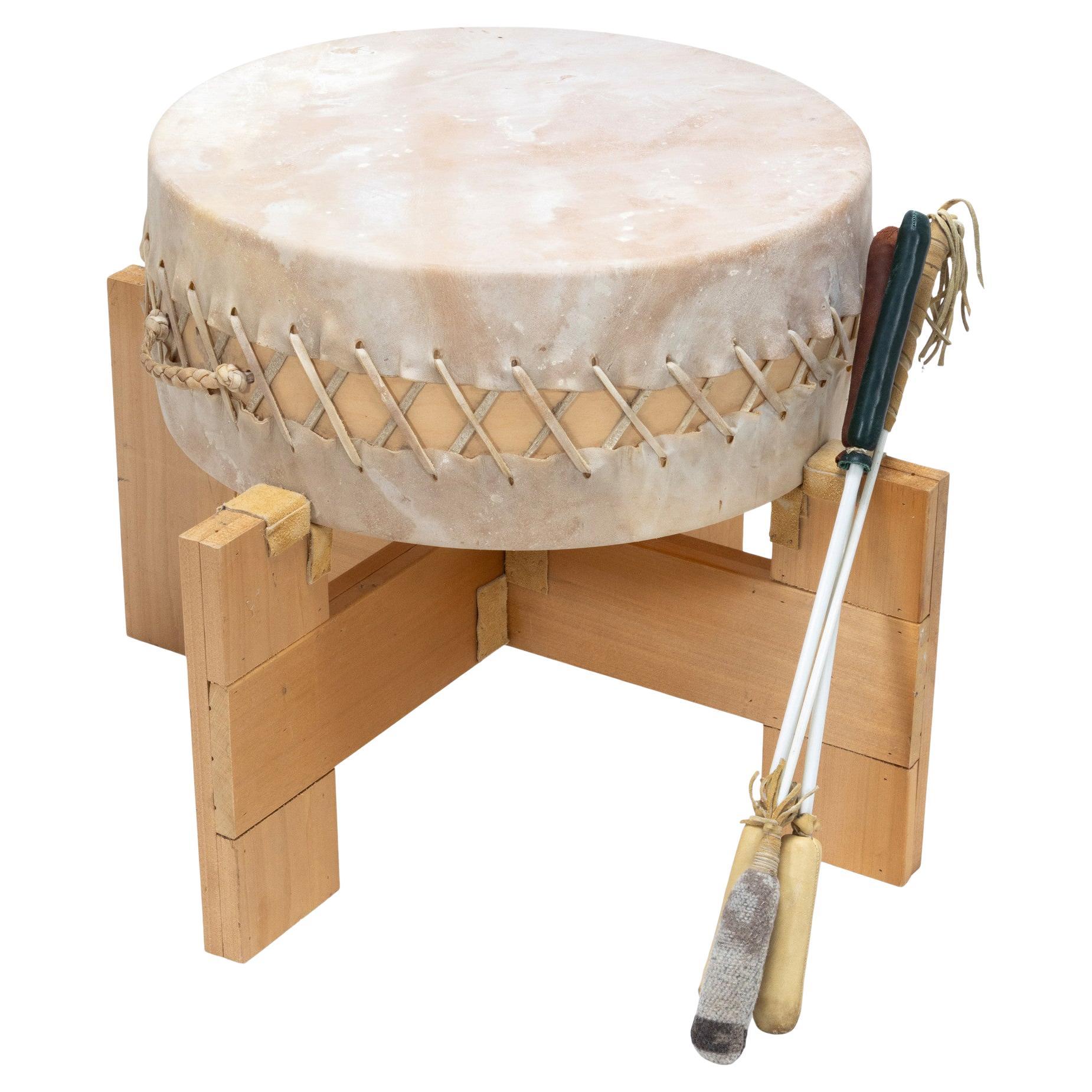 Puyallup Powwow Drum With Stand For Sale