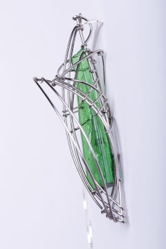 Puyquy 01 Unique Pendant in Bronze, Steel Wire & Glass by Syene Bernal Luna