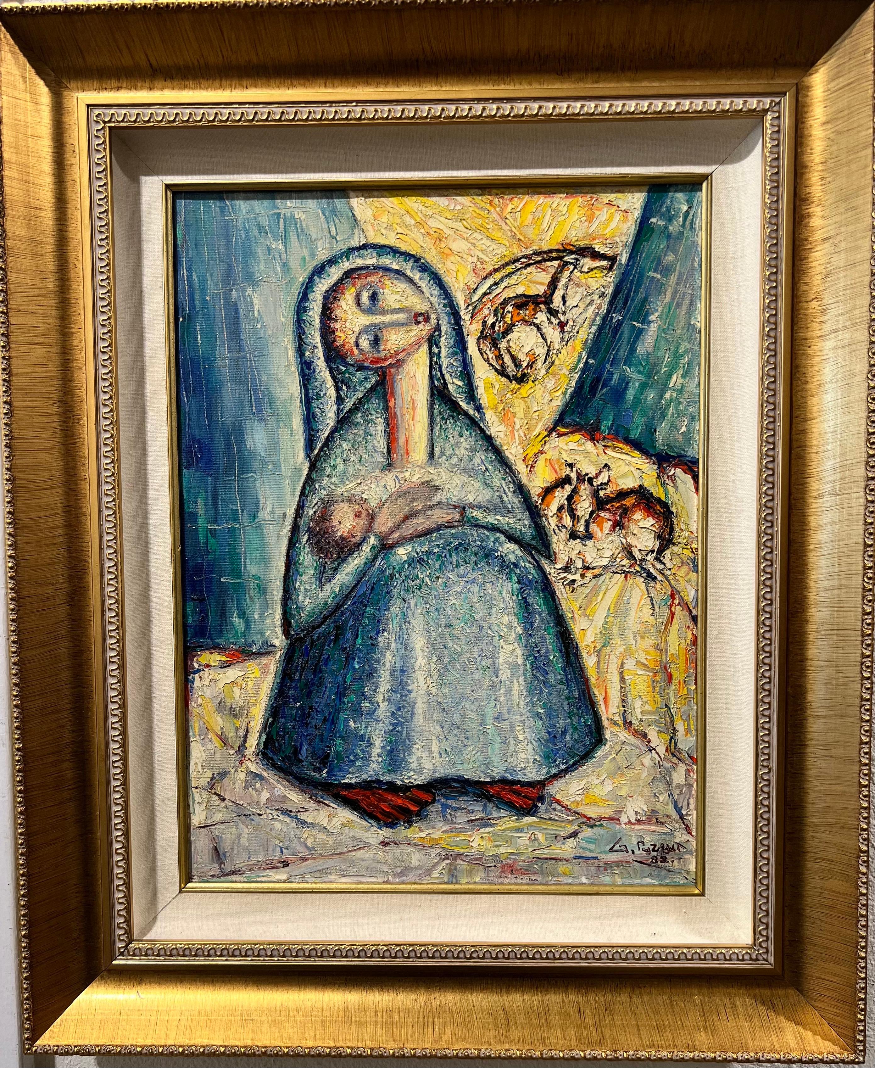 Melodía de la madre - Figurative Painting Beige de Puzant Godjamanian