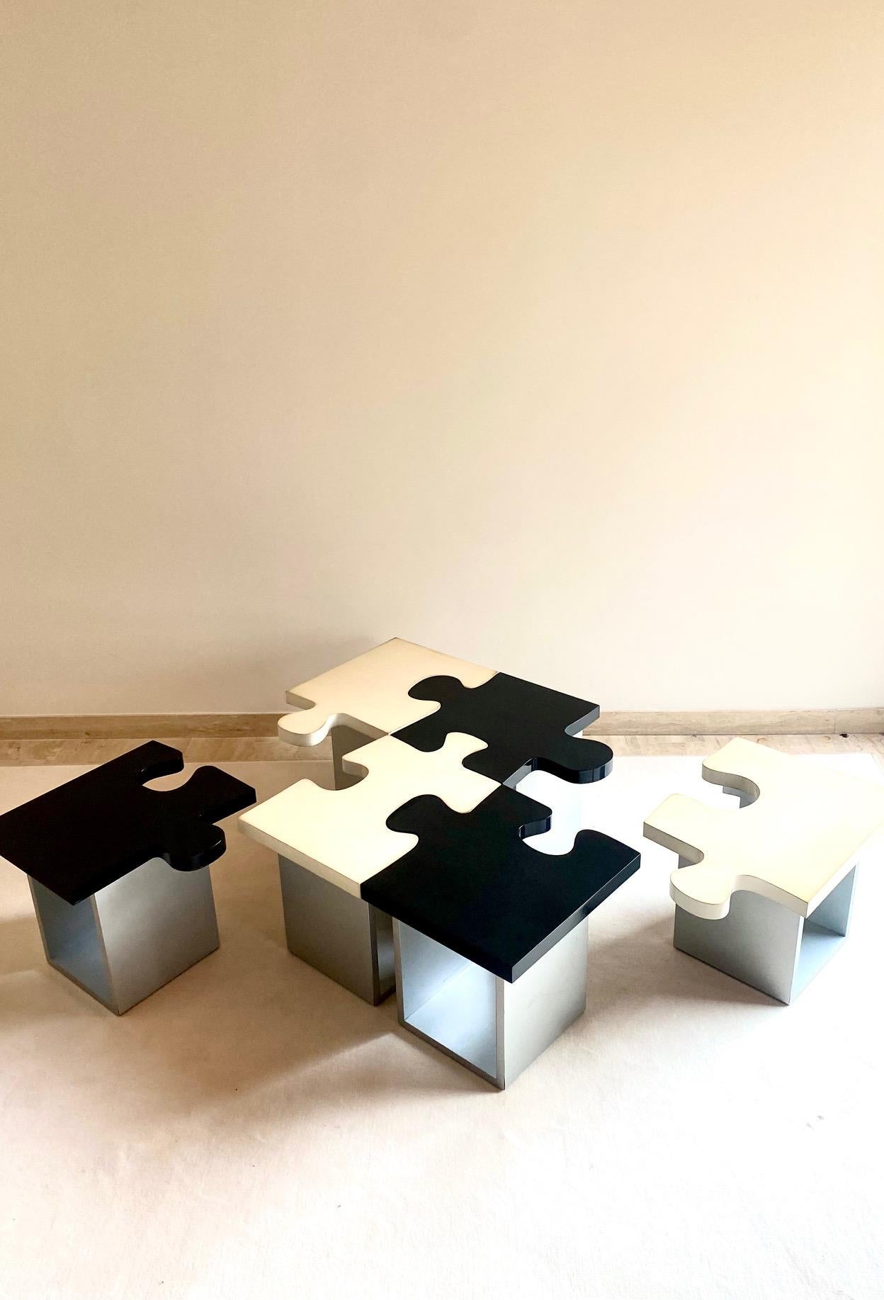 Puzzle-Tisch aus 6 Teilen, 1970er-Jahre im Zustand „Gut“ im Angebot in PARIS, FR
