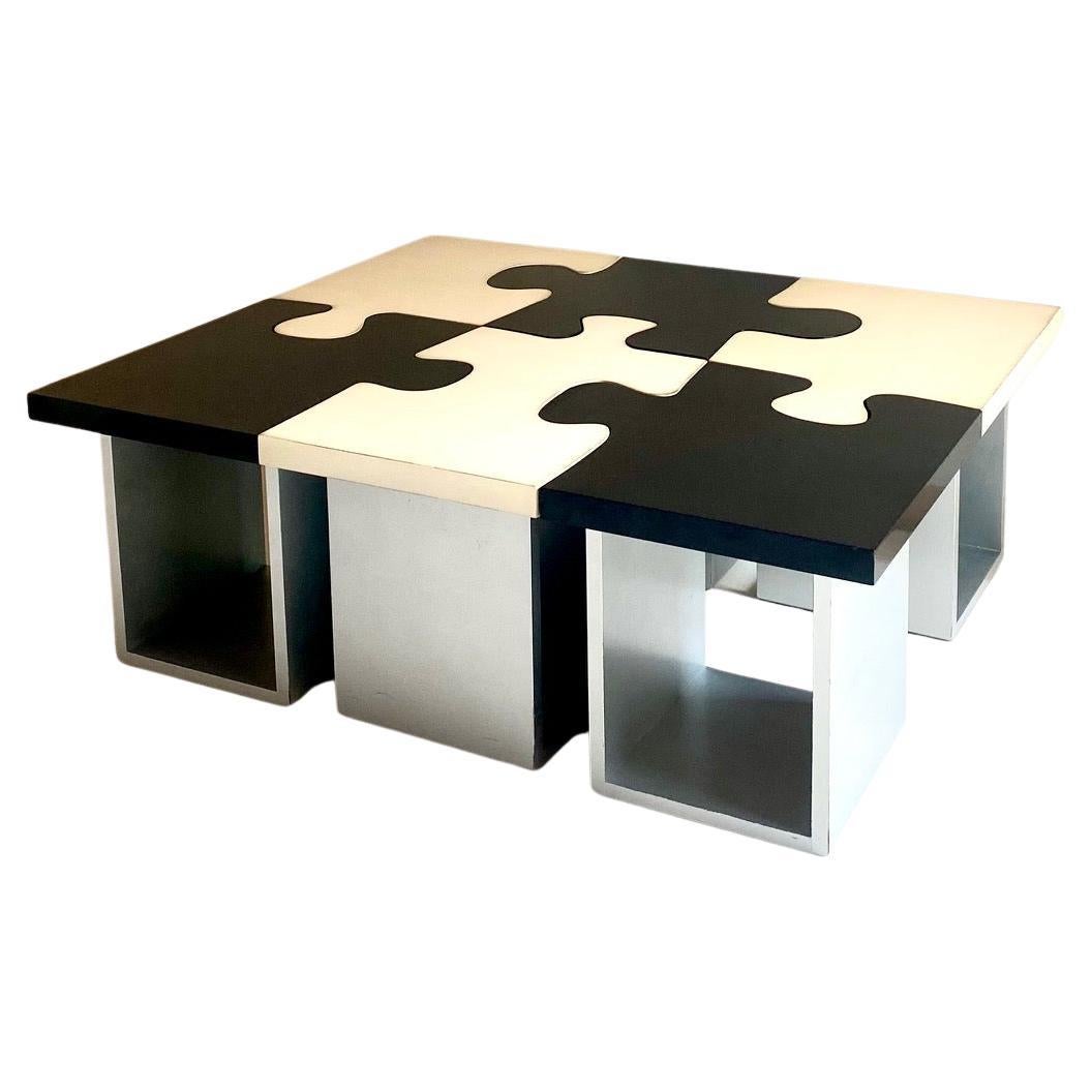 Puzzle-Tisch aus 6 Teilen, 1970er-Jahre