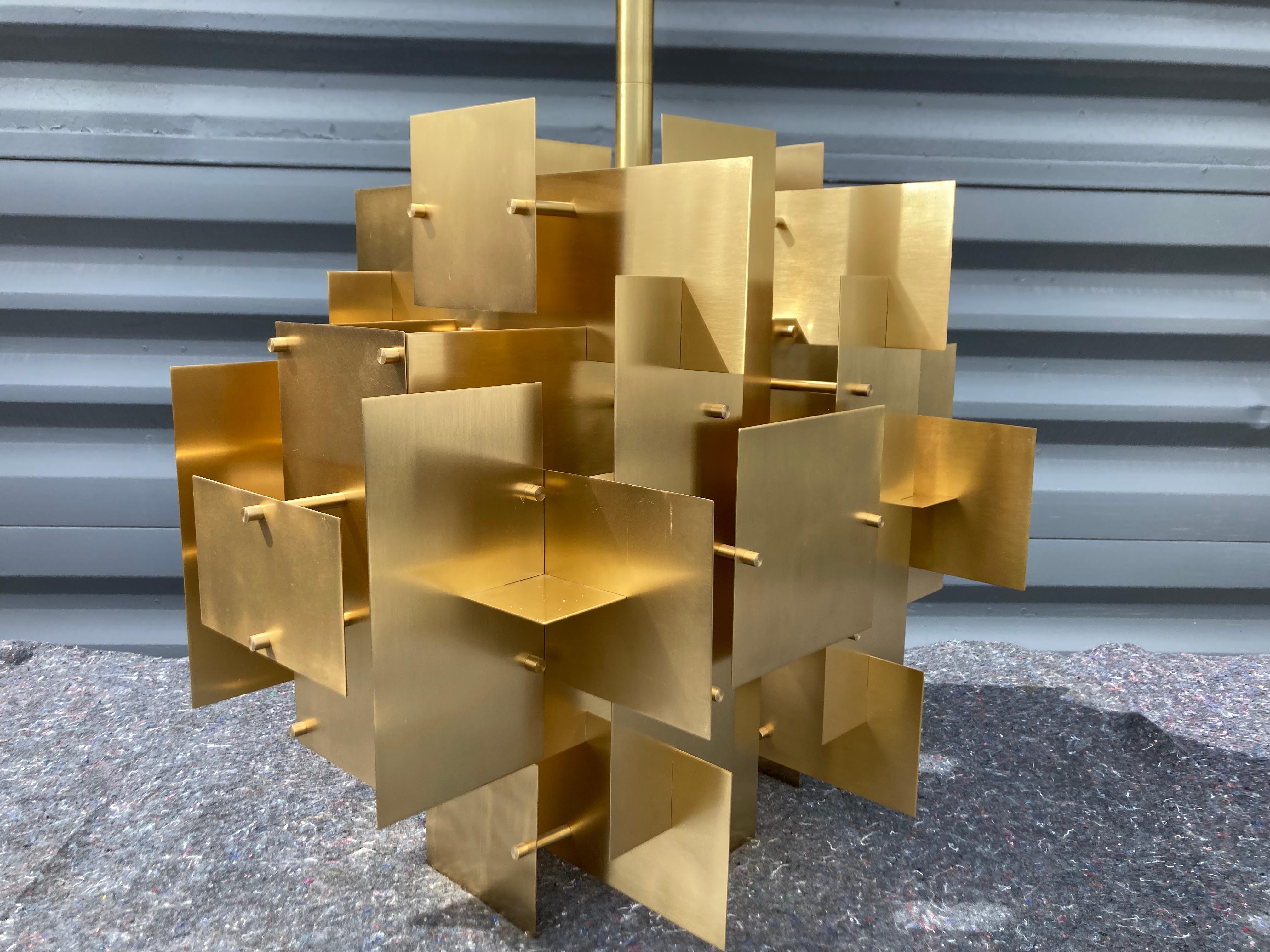 Puzzle Brass Chandelier, Mid-Century Modern Style 6