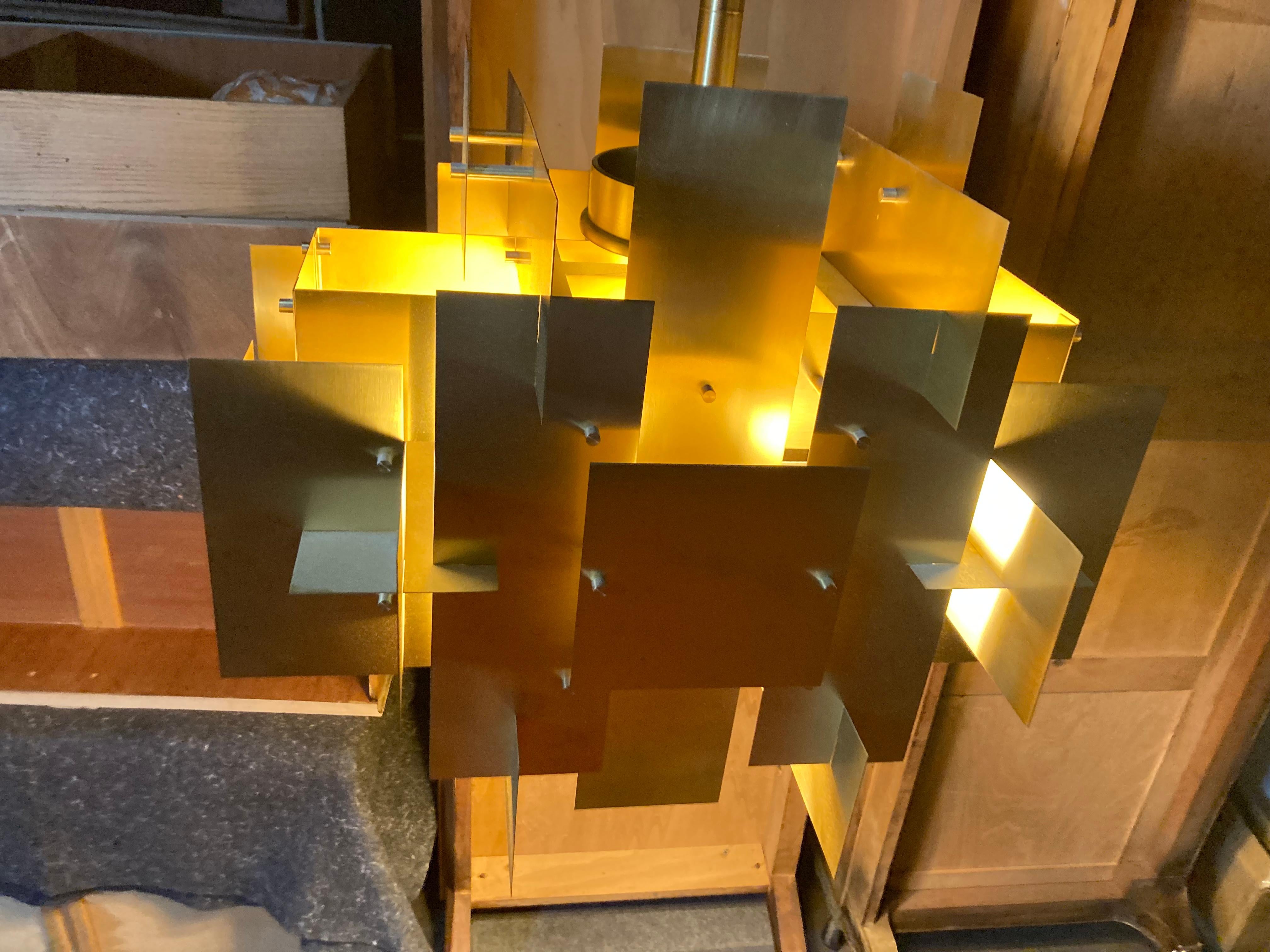 Puzzle Brass Chandelier, Mid-Century Modern Style 7