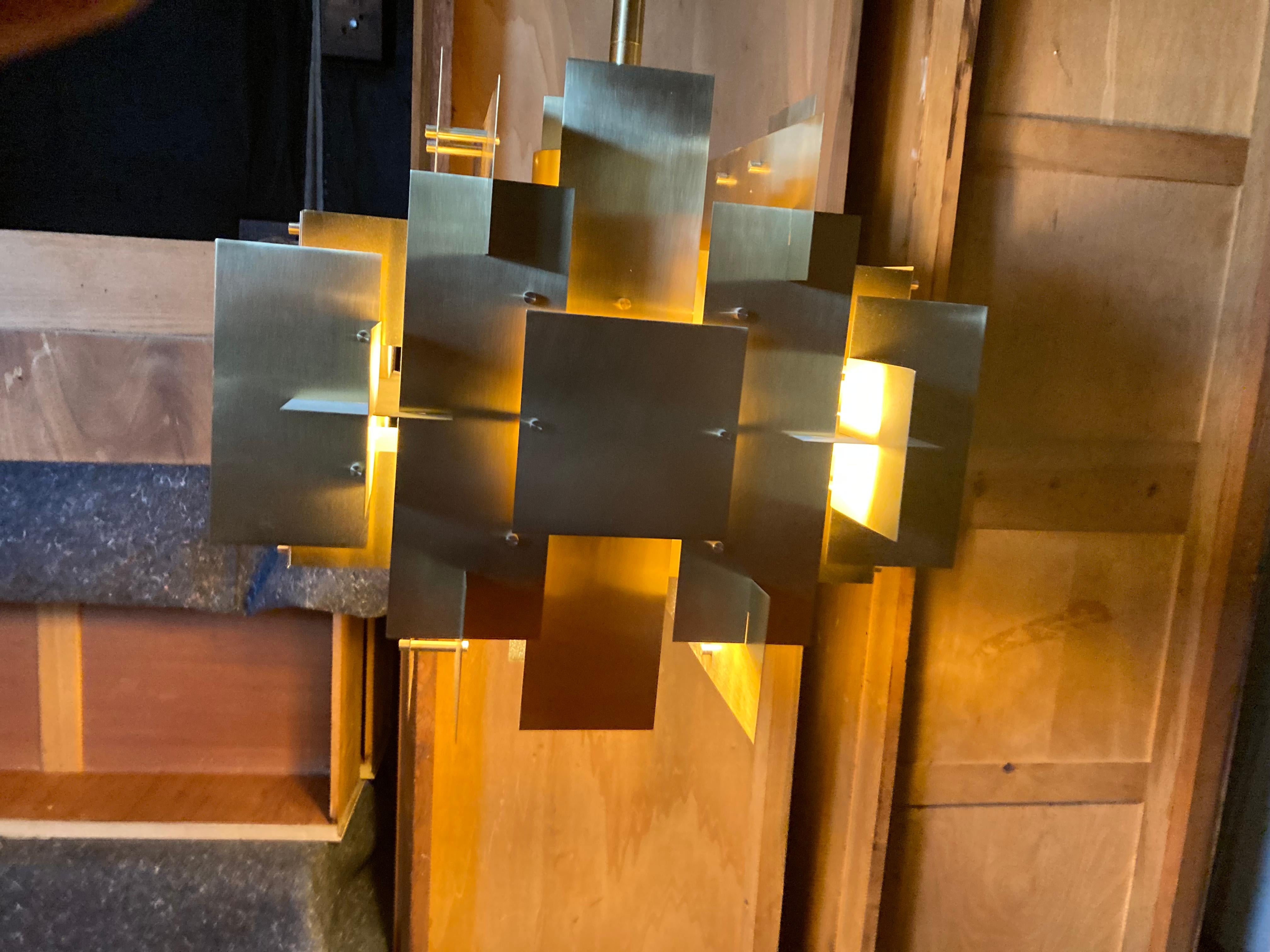 Puzzle Brass Chandelier, Mid-Century Modern Style 8