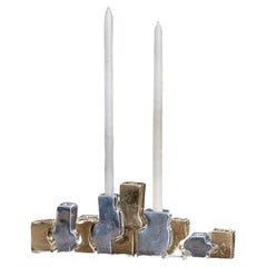 Puzzle Candelabra G047 solid cast brass and alumium designed by David Marshall 