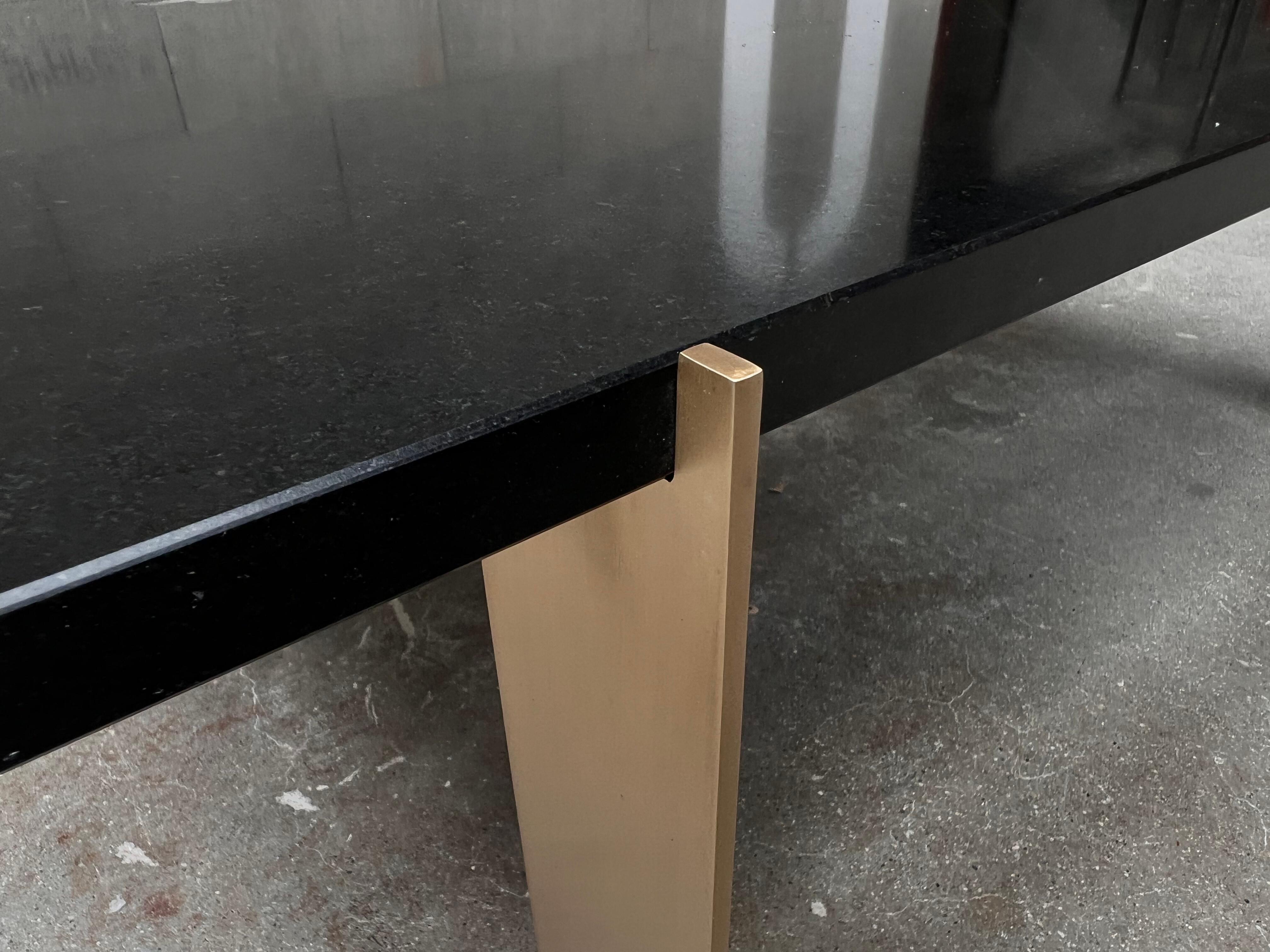 Contemporary Puzzle coffee table in black granite and rock crystal from Madagascar For Sale