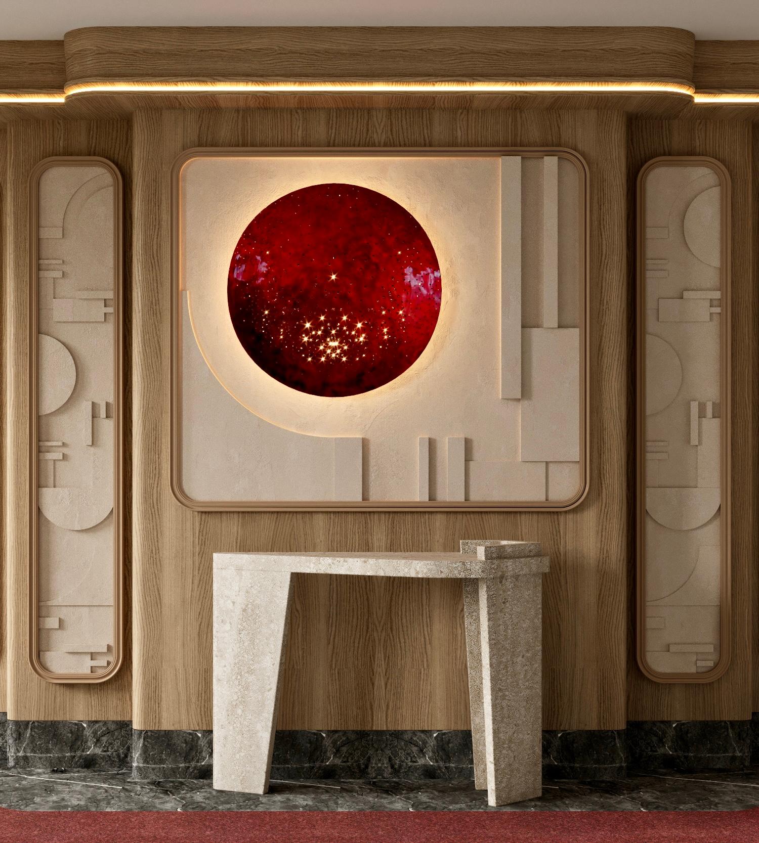 Puzzle Console Table Travertino Noce by Madina Tsarikaeva
Dimensions: W 130 x D 97 x H 42 cm. 
Materials: Travertine.

Madina Tsarikaeva (1994)
 
From early childhood, Madina began to show interest in art, spending a lot of time in the workshop of