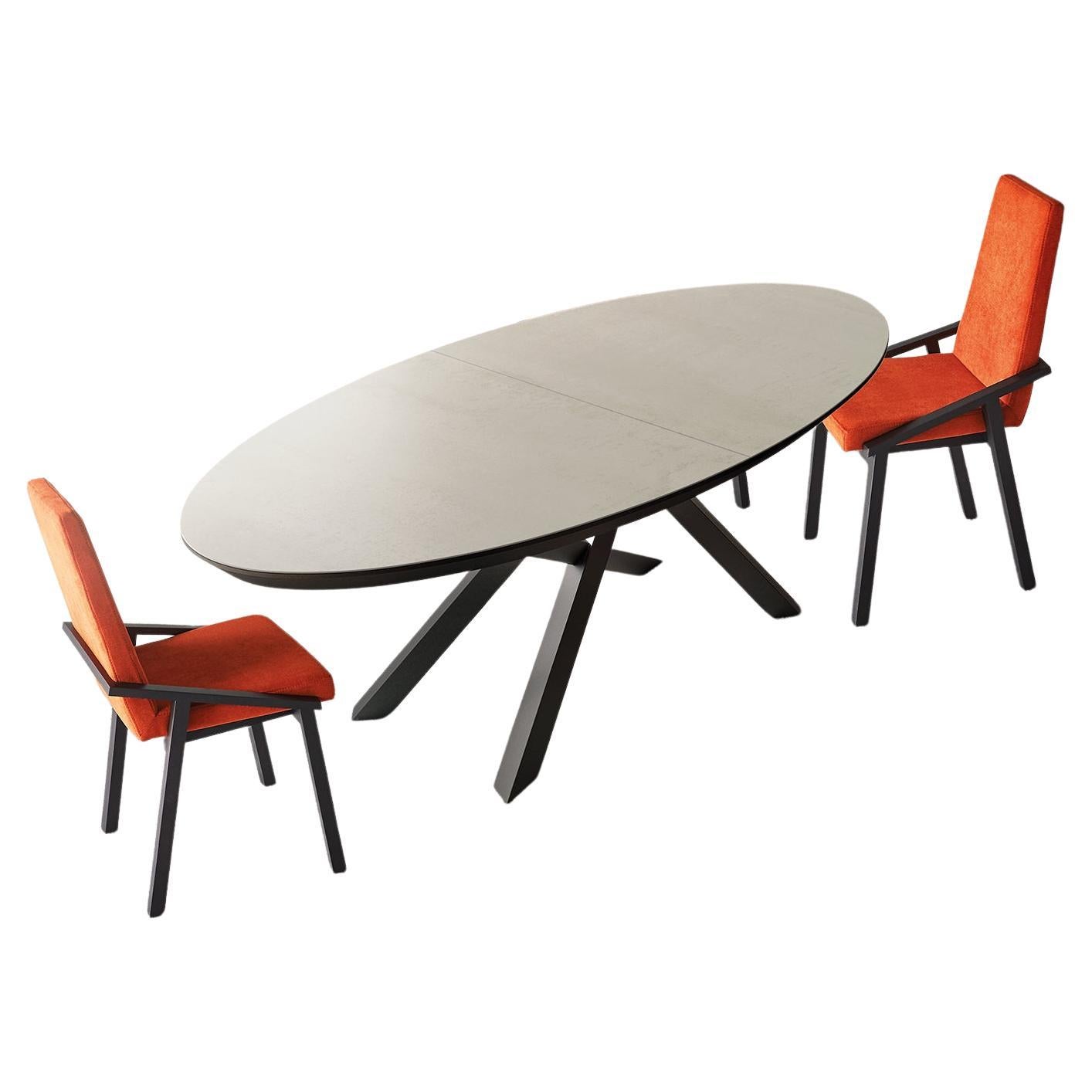 Puzzle Extendable Oval Dining Table, Ceramic Top For Sale at 1stDibs
