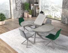 Puzzle Extendable Round Dining Table, Wood Top