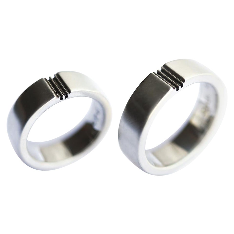 Im Angebot: Puzzle passende Paar Ringe in Sterling Silber gesetzt () 2