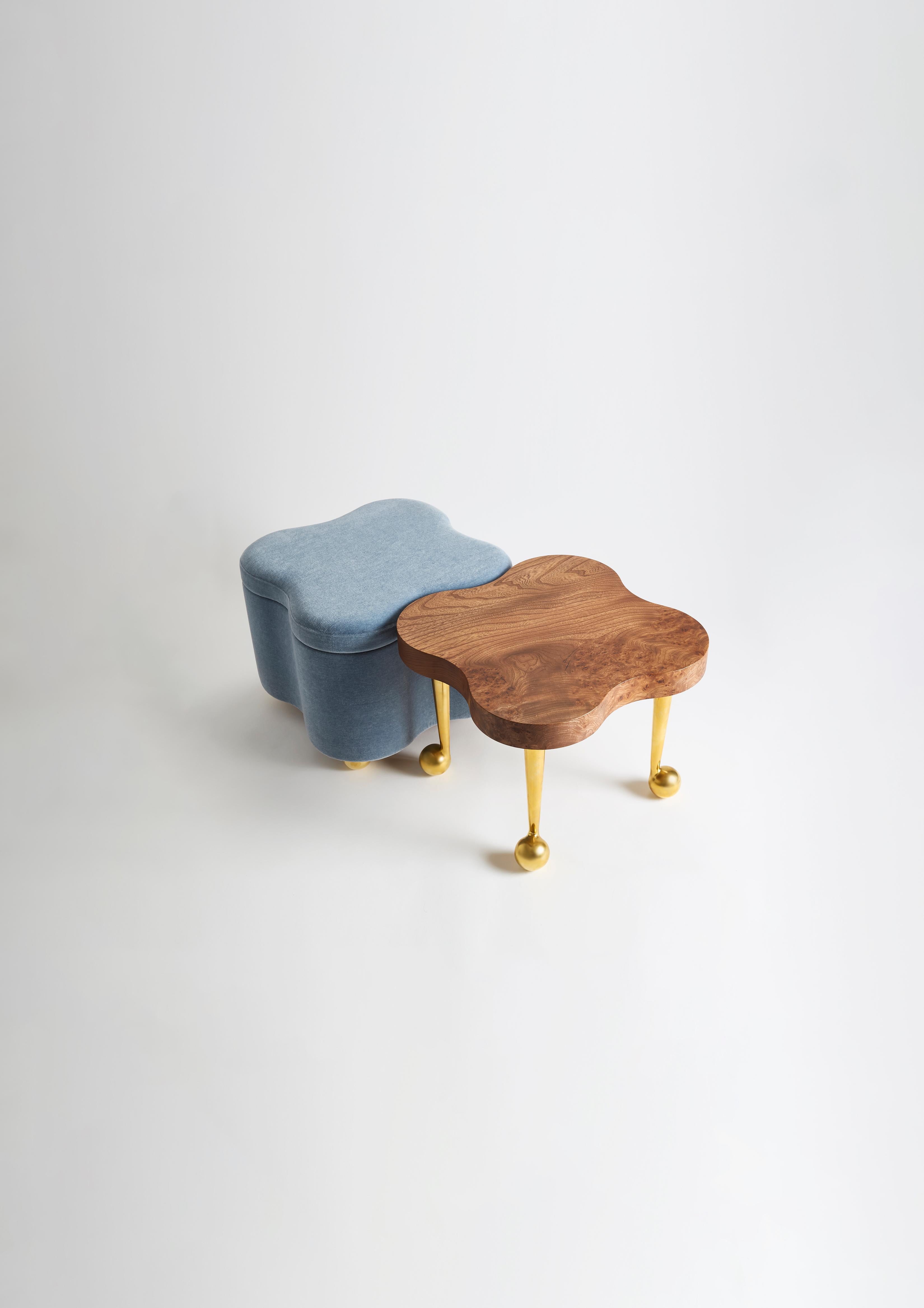 European Puzzle Ottoman in our Marci Mohair Festuca by Sister by Studio Ashby For Sale